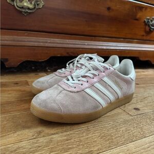 Adidas Pink and White Gazelle Sneakers